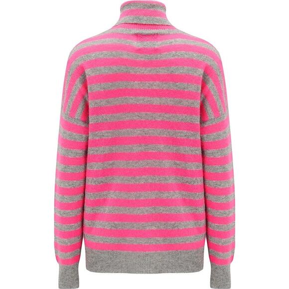 JUMPER 1234 Stripe Roll Collar Jumper - Grey/Pink - Size 1 - Picture 1 of 6